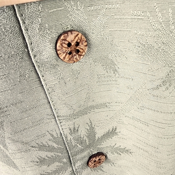 Caribbean Tall Man Silk Blend Palm Damask Print Shirt NWT Sage Green Size 2XT - Picture 8 of 15